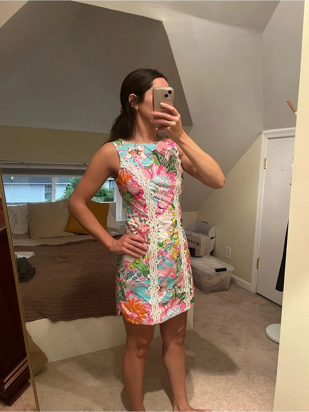 Lilly Pulitzer for Target  Pink Multi Floral Sleeveless Dress with White Trim